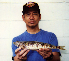 Hawaii State Fish on Ahu When He Caught The State Record Clearfin Lizard Fish Weighing 1